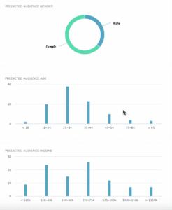 Predicted audience gender, age, and income graphs picture