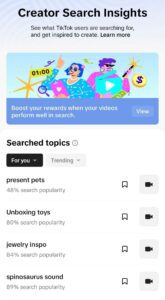 A screenshot of TikTok Creator Search Insights